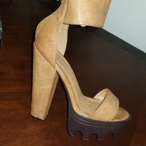Brown strapped 6 inch heels